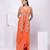 Orange embroidered organza jacket set