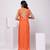 Orange embroidered organza jacket set