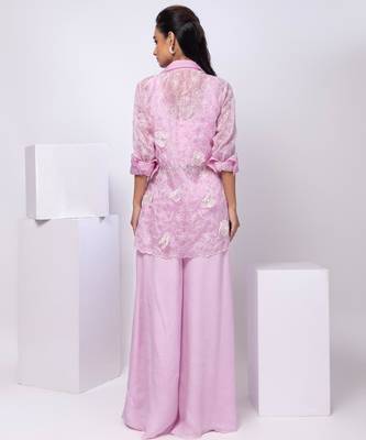 Lavender embroidered organza jacket set 3