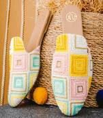 Multicolor embroidered leather mules