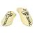 Yellow printed leather mules