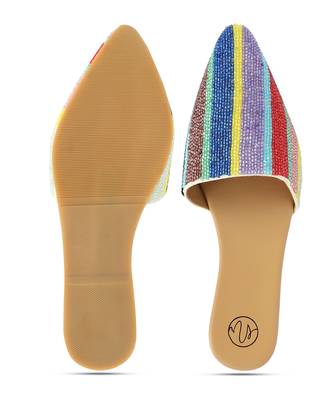 Multicolor embroidered leather mules 3