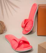 Pink solid leather flats