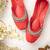 Red solid leather juttis