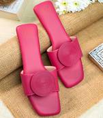 Pink solid leather flats