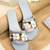 Grey embroidered leather flats