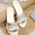 Gold embroidered leather flats