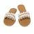 Beige embroidered leather flats
