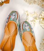 Multicolor embroidered leather juttis