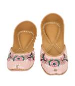 Pink embroidered leather juttis