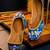 Navy blue embroidered leather juttis