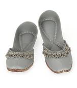 Grey solid leather juttis