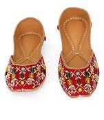 Red embroidered leather juttis