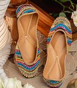Multicolor embroidered leather juttis