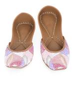 Pink embroidered leather juttis