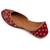 Red embroidered leather juttis