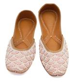 Pink embroidered leather juttis