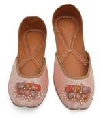 Pink embroidered leather juttis