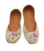 Multicolor embroidered leather juttis