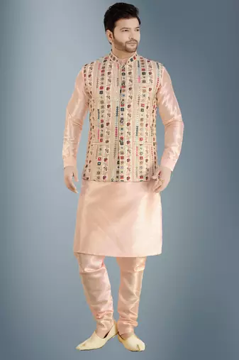 sylish embroidery jacket  kurta pyjama set