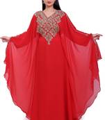 Royal Red Handwork Embroidered Stitched Kaftan – Perfect for Bridesmaids & Festive Wear