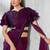 Shaded wine two tone satin silk beads embroidery work belt with ruffle sleeve designer ready to wear  saree