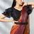 Shaded rust & orange two tone satin silk beads embroidery work belt with ruffle sleeve designer ready to wear  saree