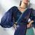 Shaded sky blue & blue two tone satin silk beads embroidery work belt with ruffle sleeve designer ready to wear  saree