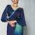 Shaded sky blue & blue two tone satin silk beads embroidery work belt with ruffle sleeve designer ready to wear  saree