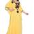 Sunshine Yellow Kaftan with Black & Golden Floral Embroidery – Party & Festive Wear