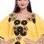 Sunshine Yellow Kaftan with Black & Golden Floral Embroidery – Party & Festive Wear