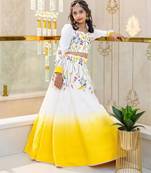 Designer Heavy Pure Crep Digital Printed  White Readymade Lehenga Choli