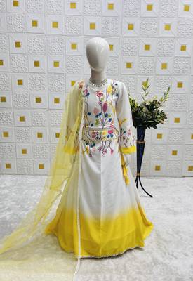 Designer Heavy Pure Crep Digital Printed  White Readymade Lehenga Choli 2