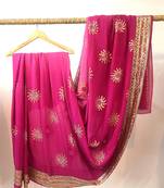 Pure georgette gulabi saree with blouse