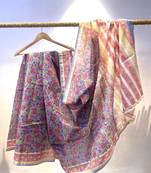 Pure floral chanderi saree with blouse