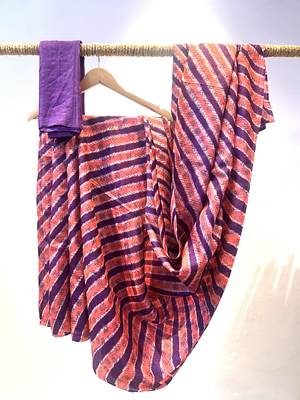 Printed tussar silk saree with blouse 1