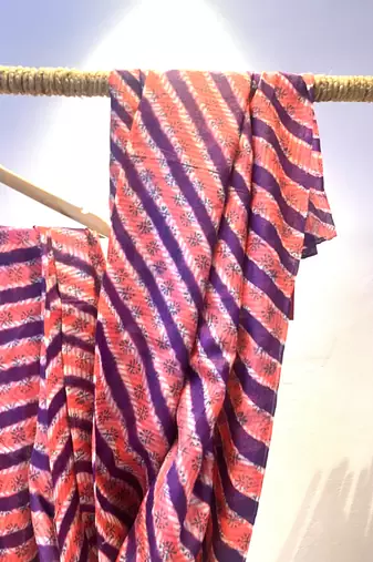 Printed tussar silk saree with blouse