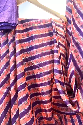 Printed tussar silk saree with blouse