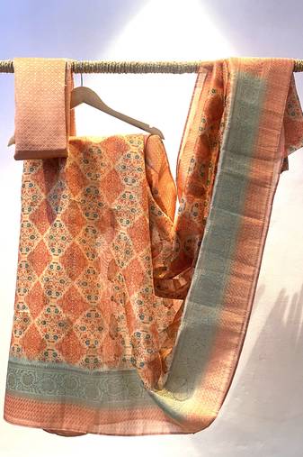 Chanderi printed saree with blouse