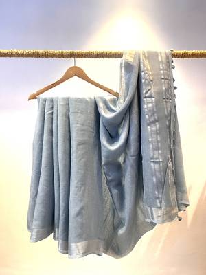 Linen grey saree with blouse 1