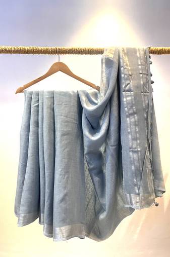 Linen grey saree with blouse