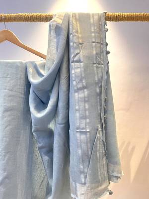 Linen grey saree with blouse 2