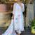 White Floral Printed Linen Kurta Set with Pastel Dupatta