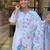 White Floral Printed Linen Kurta Set with Pastel Dupatta