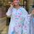 White Floral Printed Linen Kurta Set with Pastel Dupatta