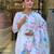 White Floral Printed Linen Kurta Set with Pastel Dupatta