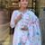 White Floral Printed Linen Kurta Set with Pastel Dupatta
