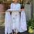 White Floral Printed Linen Kurta Set with Pastel Dupatta