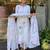 White Floral Printed Linen Kurta Set with Pastel Dupatta