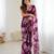 purple georgette flowers printed mirror work border saree